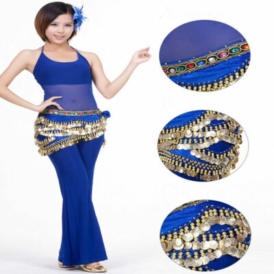 Cintura Danza Del Ventre Con Monete - Sciarpa Chiffon Per Fianchi