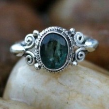 Natural Labradorite Gemstone 925 Sterling Silver Handmade Boho Ring C-977