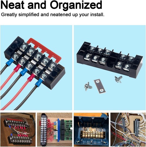 6 Sets 4/5/6P 600V 15A Dual Row Screw Terminal Strip Block W/ Cover 400V Jumpers - Picture 6 of 6