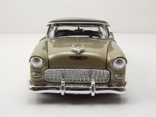 Chevrolet Bel Air Get Basso 1955 Oro Nero Modellino Auto 1:24 MotorMax - Foto 6 di 9