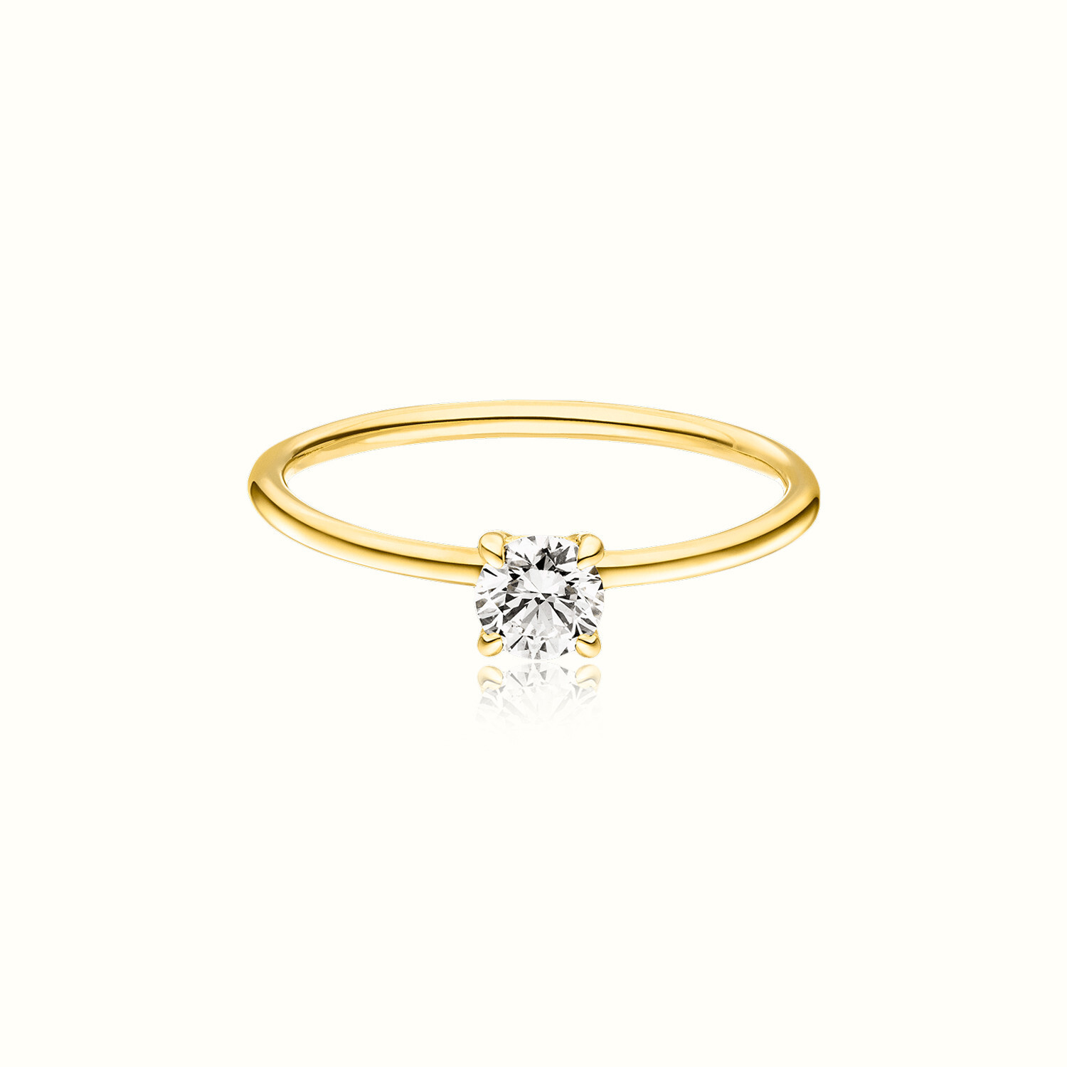 14k Yellow Gold Moissanite Solitaire Engagement Ring