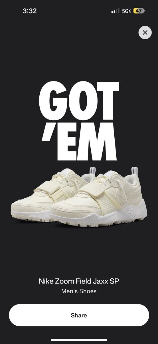 Nike Zoom Field Jaxx SP Men's Travis Scott Size 9 HQ3061-100 Nike Zoom Field Jaxx SP Men's Travis Scott Size 9 HQ3061-100