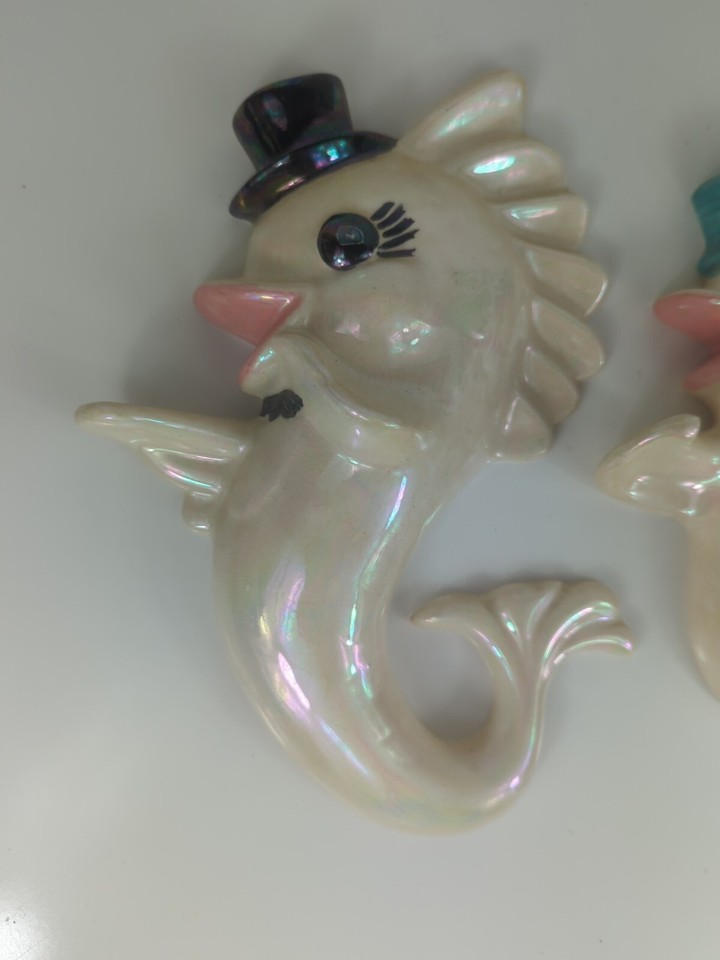 Vintage Anthropomorphic Dolphin Kitschy Bathroom Fish Wall hanging mid