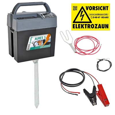 SET 9V 12V 230V Weidezaungerät Elektro Zaun Batteriegerät Warnschild