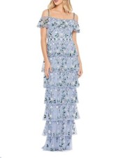 MAC DUGGAL 9069 Size 10 Tiered Bead-Embellished Gown in Stormy Blue $698