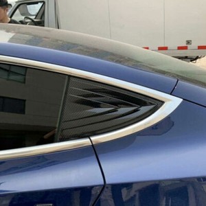 Details About For Tesla Model 3 18 19 Carbon Fiber Black Rear Window Louver Shutter Cover Trim