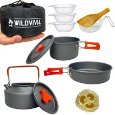 12x Teiliges Outdoor Kochset | Camping Kochutensilien | Camping Geschirr