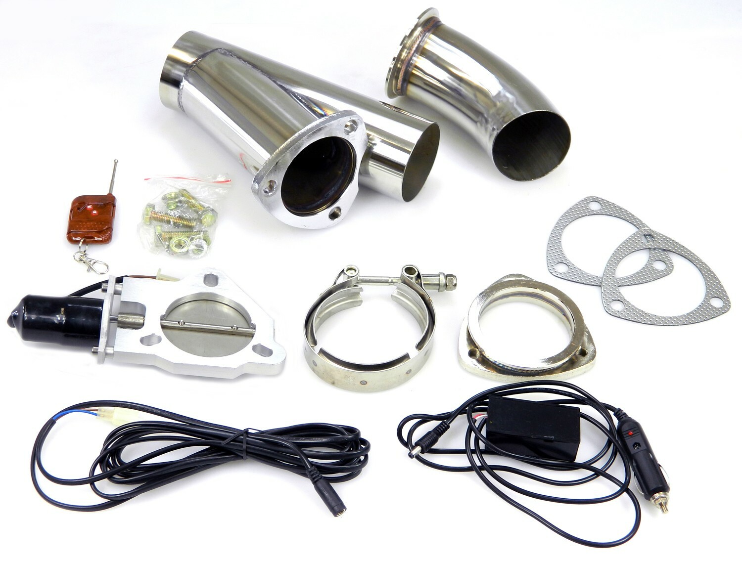 Edelstahl Klappenauspuff Komplett-Set - 3" / 76 Mm, Auspuffklappe / ByPass