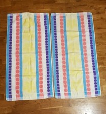 2 x Handtuch Frottee Handtücher Lila-Rosa-Gelb Bunt 60/70er Jahre Vintage Retro 