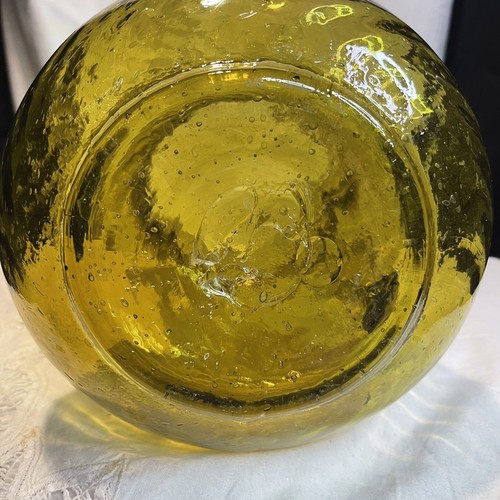 Vintage Yellow/amber Hand Blown Handled Pitcher With Swirl Design Line Hand Blow - Picture 10 of 12