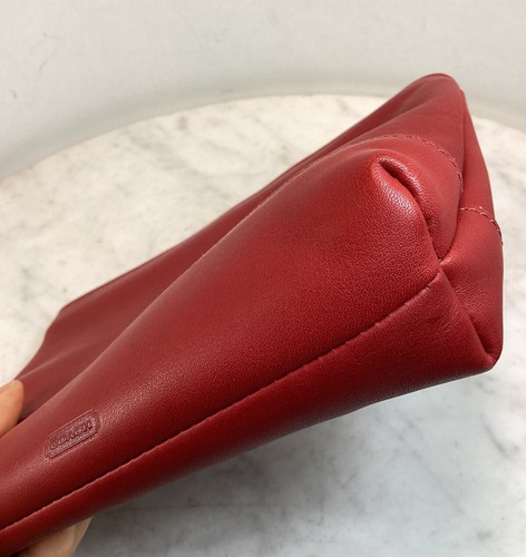 Vintage COACH Red Leather Clutch Make Up Cosmetic Bag Case USA - Picture 16 of 17