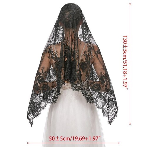 Spitzen Mantilla Schleier Vintage Blumen Spitzenschal Weiß Dreieck Brautschleier Lang... - Bild 6 von 15