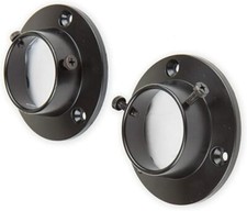 NEW Pair set 3" black metal rod socket closet shower curtain handle Heavy duty