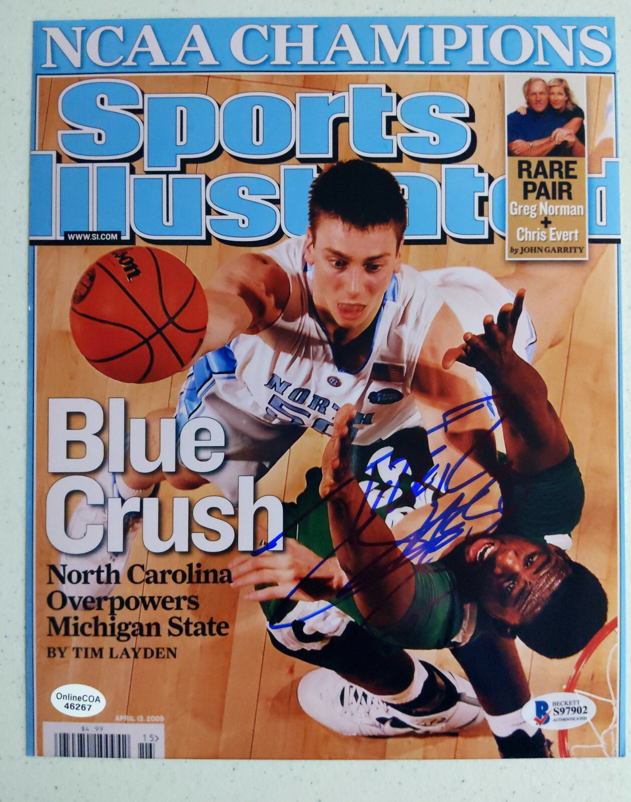 Tyler Hansbrough Autographed Signed North Carolina Tar Heels 8x10 Photo UNC Tar Heels Basketball 2009 Champions BAS C 