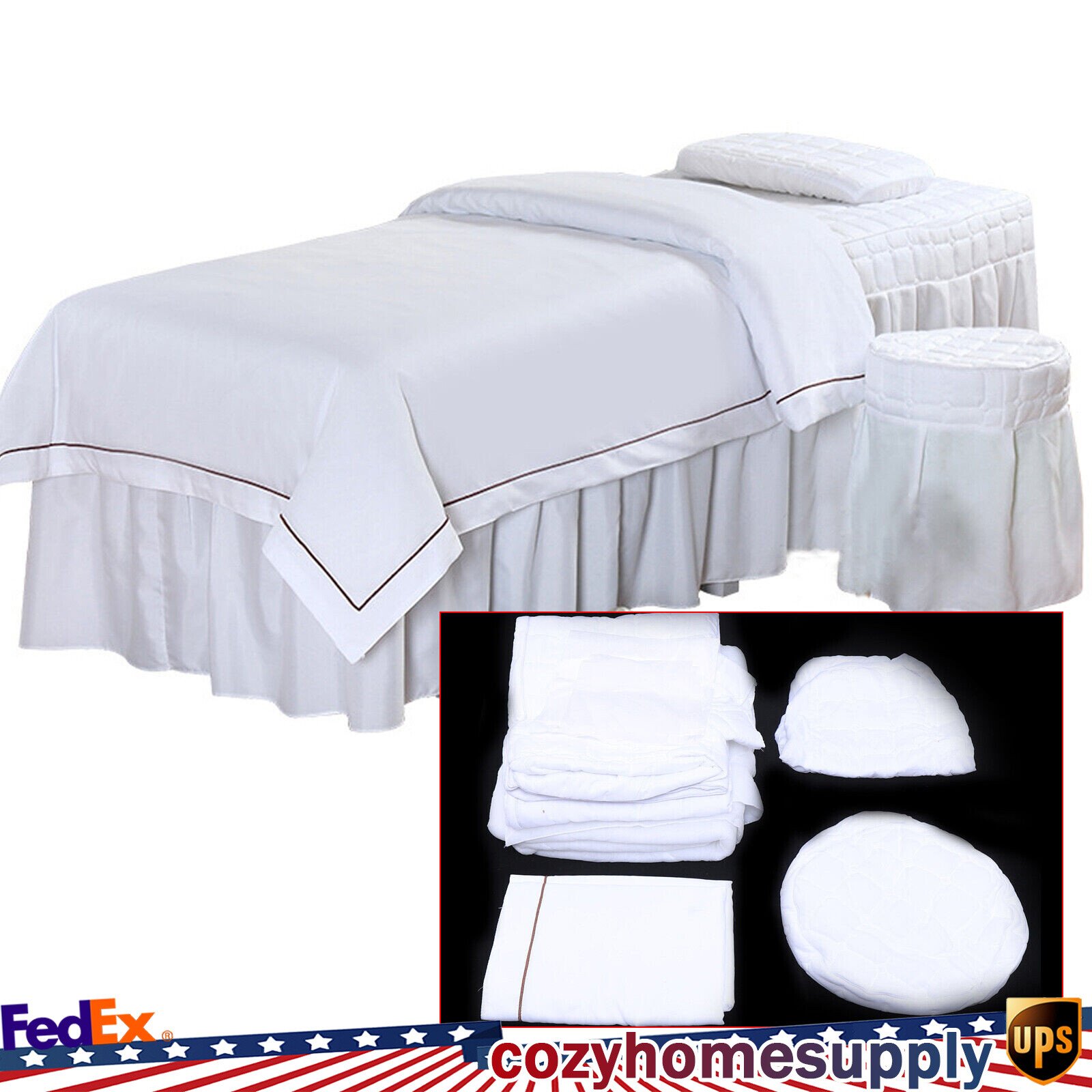 1 Set Beauty Massage Bed Full Cover Table Sheet SPA Cover Skirt Bedspread