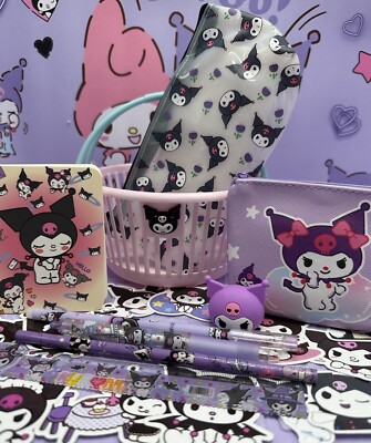 KUROMI Korb A7 Notizbuch Federmäppchen Geldbörse Schreibwaren Gel Stift Gummi Sanrio