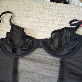 Vintage Ann Summers Black Extra Sheer Peep Corset Lace & Ribbon Trim Size 36DlC