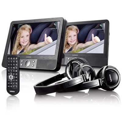 Lenco MES-415 - 9 Zoll Tragbarer DVD-Player mit Doppel-Bildschirm - USB/SD - Sch