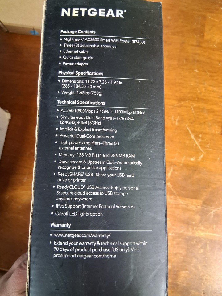 Nighthawk AC2600 Netgear Gaming Streaming Smart WiFi Router R7450 New ...