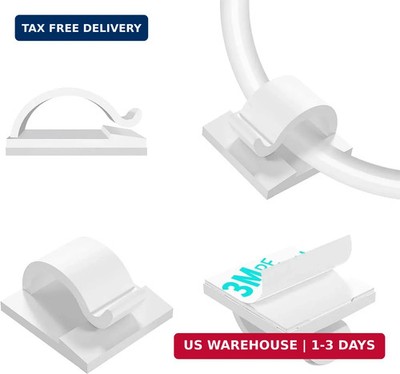 LinkDocs Cable Clips White, Adhesive Cord Clips, Cable Staples Outdoor Cable Man