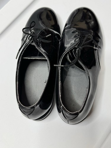 Faux Patent Leather Oxford Dress Shoes Boys Size 7.5 Lace Up Black - Picture 4 of 7
