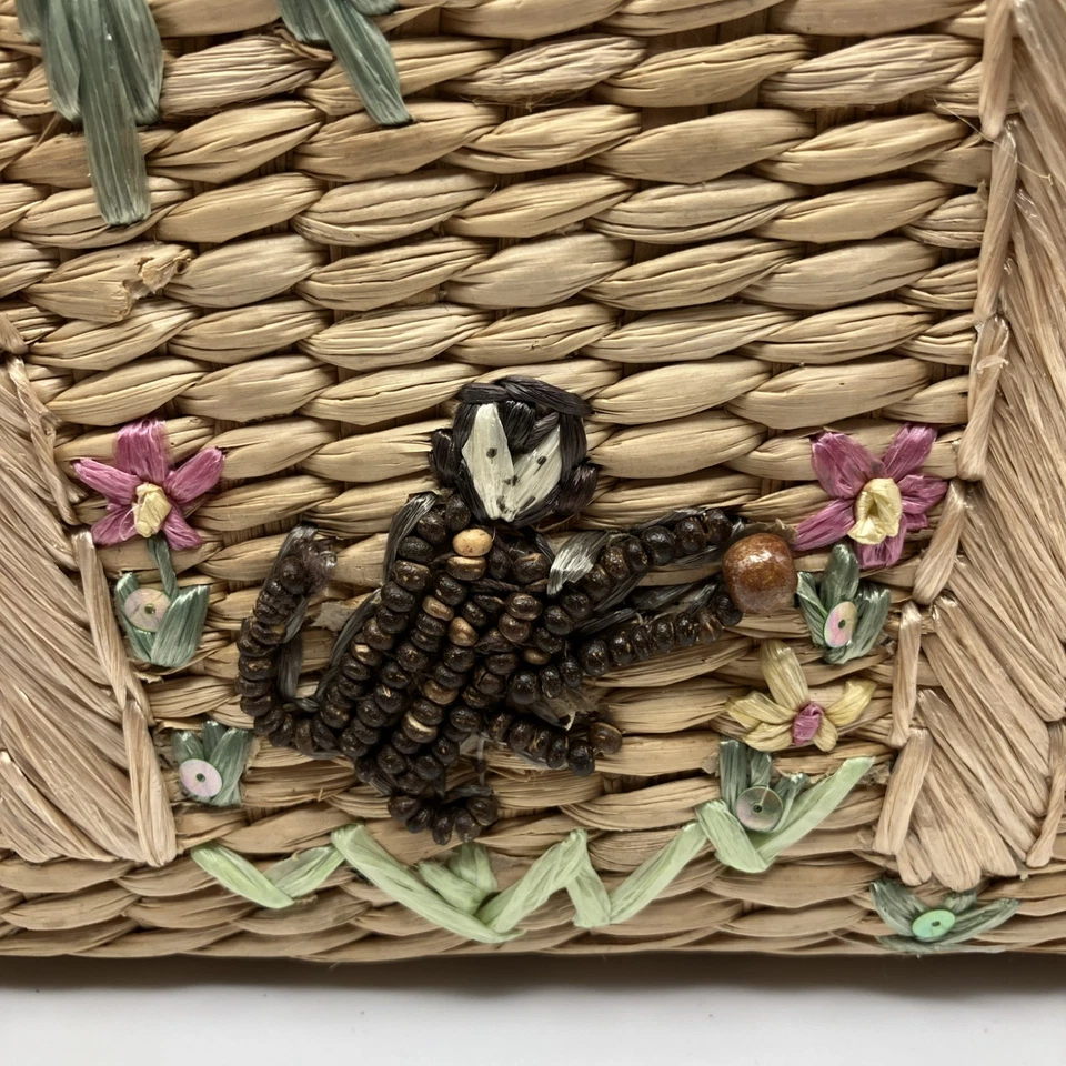 Vintage Cappelli Straworld Inc. Tote, Sequined Monkeys & Palm Trees,  2002 - Image 2 of 4