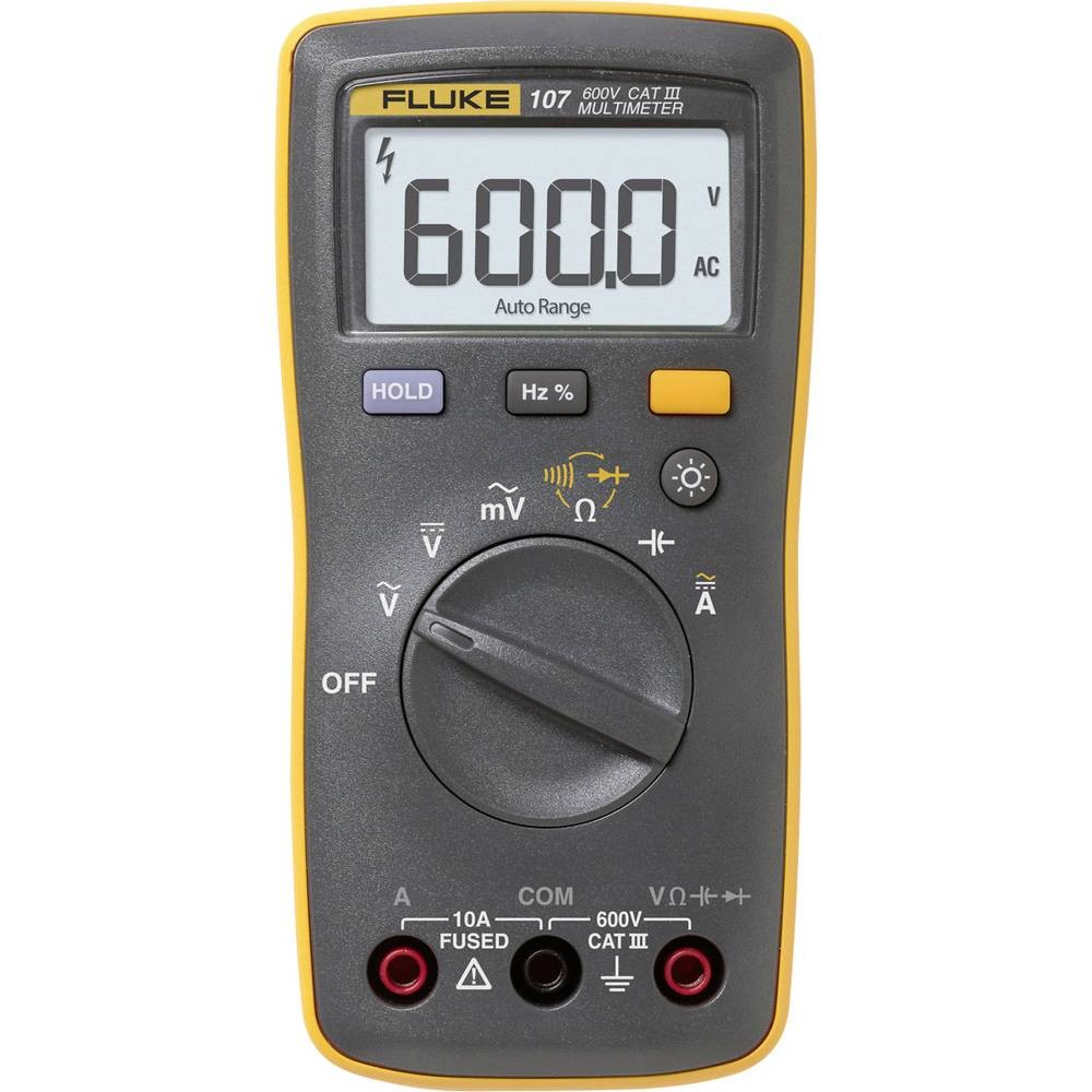 Fluke 107/EUR Multimètre numérique avec affichage rétroéclairé 6000 points et mode continuité
