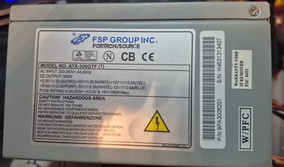 FSP Model No. ATX-300GTF (1) 300W - P/N: 9PA3006201