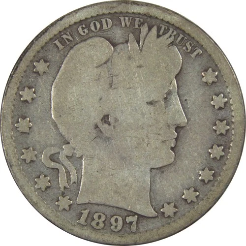 1897 S Barber Quarter G Good Silver 25c Coin SKU:I16553
