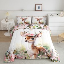 Cute Deer Comforter Set Twin Size Boys Girls Teens
