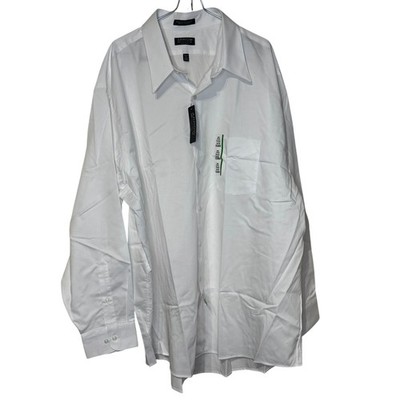 Arrow Men Dress Shirt Point Collar Business Formal White Long Sleeve 18/18.5 XXL