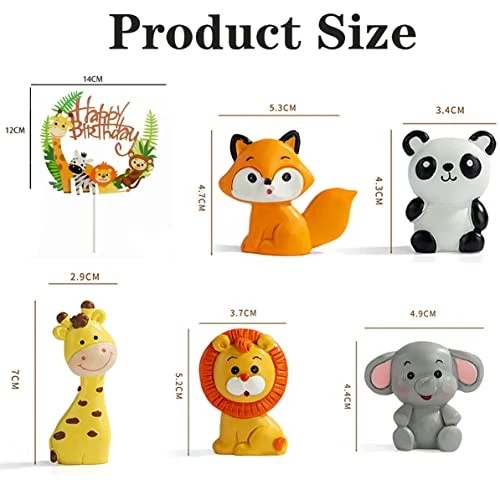 Tortendeko Wald Tiere,5 Waldtiere Figuren 1 Happy Birthday Tortendeko,Dschungel - Bild 2 von 6