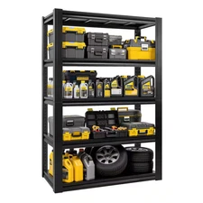 5-Tiers Heavy Duty Metal Adjustable Garage Storage Shelving Unit in Black (47.2 