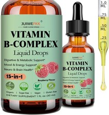 Vitamina Complejo B En Gotas L quidas 1 oz Para Mujer Hombre Sabor a Frambuesa