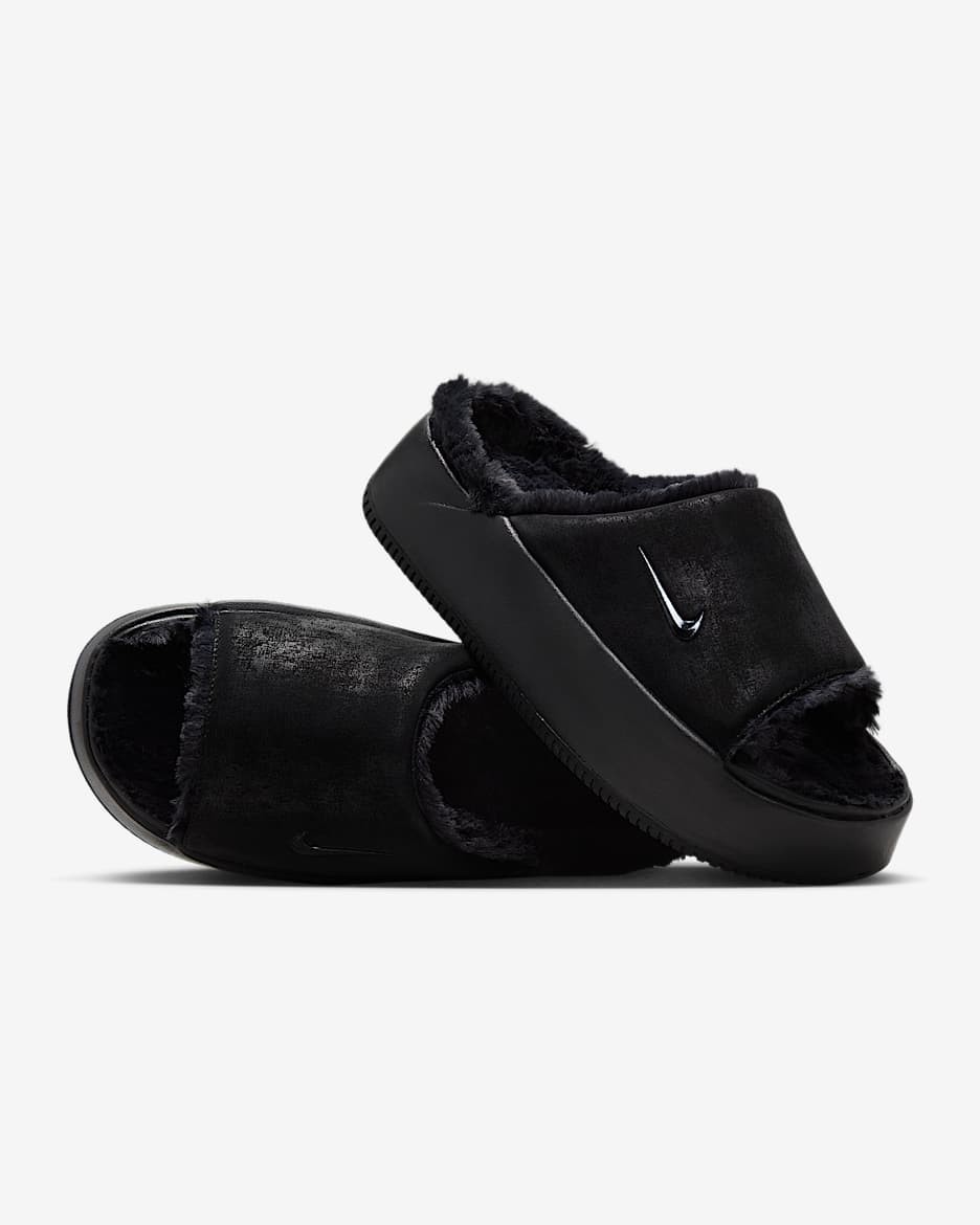 Nike Women Slide Sandal Calm Elevation Fur Slides Black  display picture 2