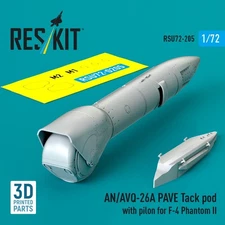 1/72 Reskit RSU72-0205 AN/AVQ-26A PAVE Tack pod with pilon for F-4 Phantom II 3D