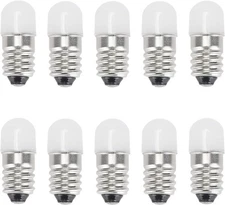 E10 LED Bulbs 12V Cold White,10pcs AC/DC Miniature Screw 12V, White 
