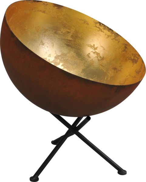 Tischlampe Braun Antik Industrie Innenschirm Gold Ø40Cm H:44Cm Schreibtischlampe-image