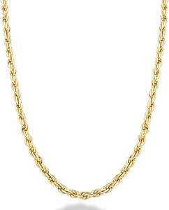 Authentic Italian 18K Gold Plated 925 Sterling Silver 2Mm, 3Mm Diamond-Cut Braided Rope Ch