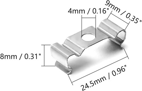 Othmro 100-Pack T5 Clips Bracket Hanger for LED Light 24.5 x 9 x 8mm, Sliver - Picture 2 of 7