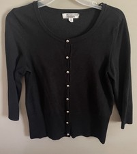 Beautiful Woman s Black Cardigan Sweater 3/4 Sleeves