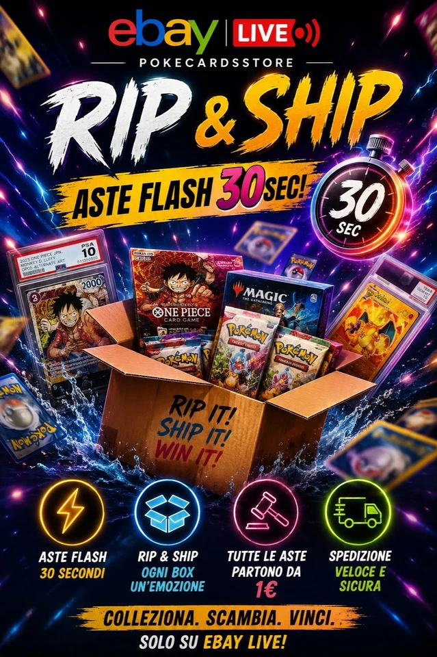 POKEMON!  - ONE PIECE! - DB! - ASTE A PARTIRE DA 1€! - RIP & SHIP LIVE