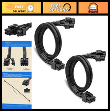 2 Pack ATX 3.0 PCIe 8 Pin Male Power Supply Sleeved Cable for Gaming PSU