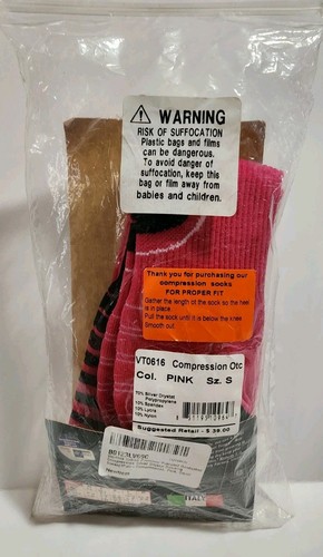 Vitalsox Calze a Compressione Laureata con Drystat Argento Taglia Small Rosa NUOVE - Foto 2 di 3
