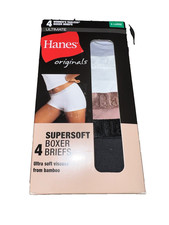 HANES Original Ultimate Women 4-Pack Super Soft Boxer Shorts Briefs Panty Sz XL