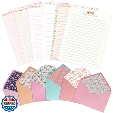 KSIWRE Stationary Paper and Envelopes Set, 24 PCS Writing Stationery Paper wi