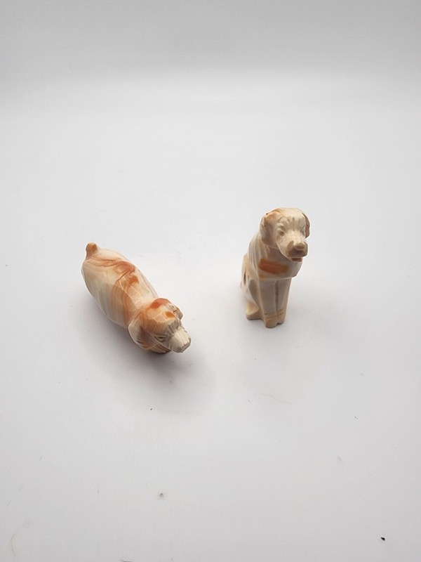 Stone Dog Set Figurine Vintage Lot Of 2