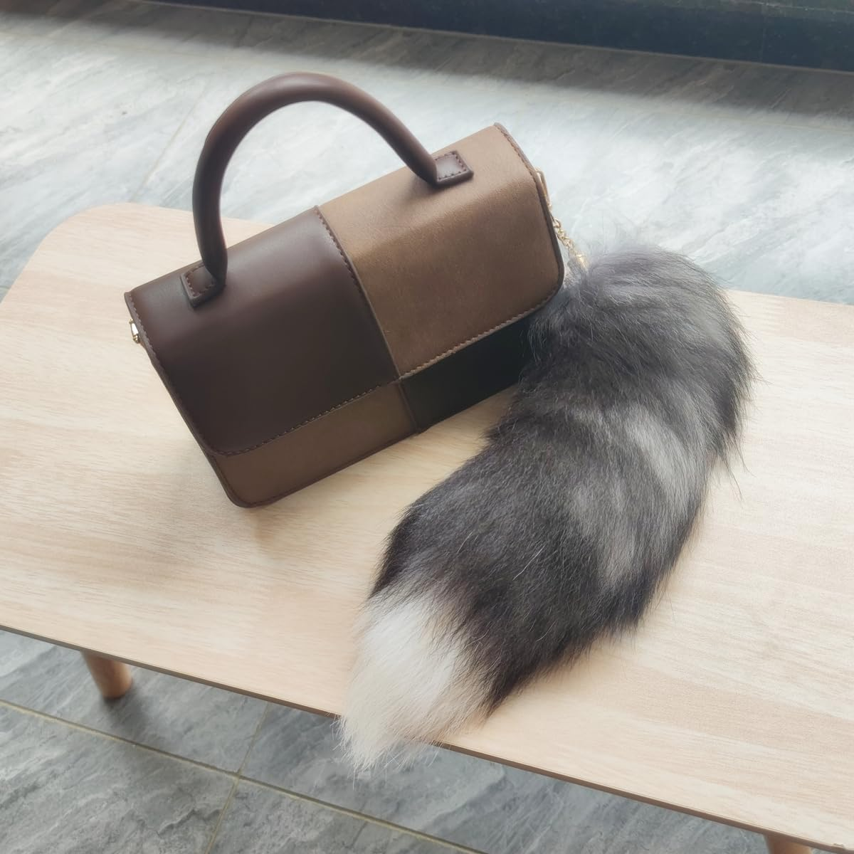 Fluffy Fox Tail Fur Keychain Therian Cosplay Handbag Tassel Hook