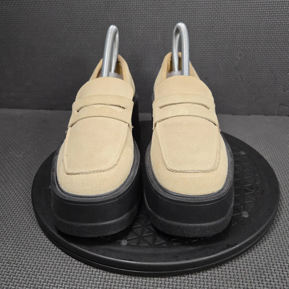 Mocassim plataforma Free People feminino tamanho 6 bege camurça sola robusta 3903810 - Imagem 2 de 4