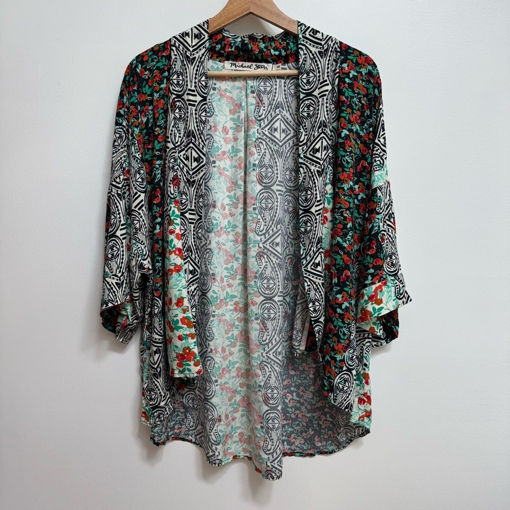 Michael Stars Mixed Pattern Patchwork Open Front … - image 2